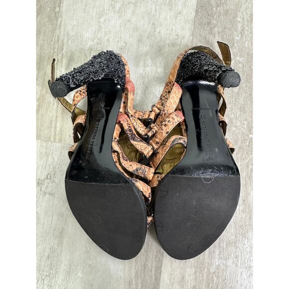 Bottega Veneta Snakeskin Strappy Heels Size 37 - Picture 6 of 12